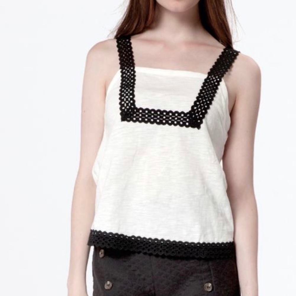 Boutique eyelet lace White and black top